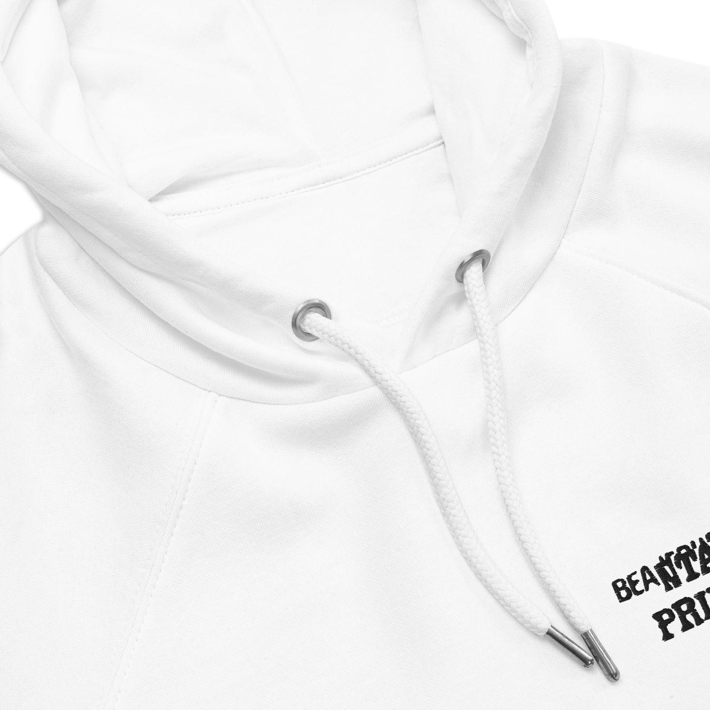 white beantana hoodie with embroidery from the front