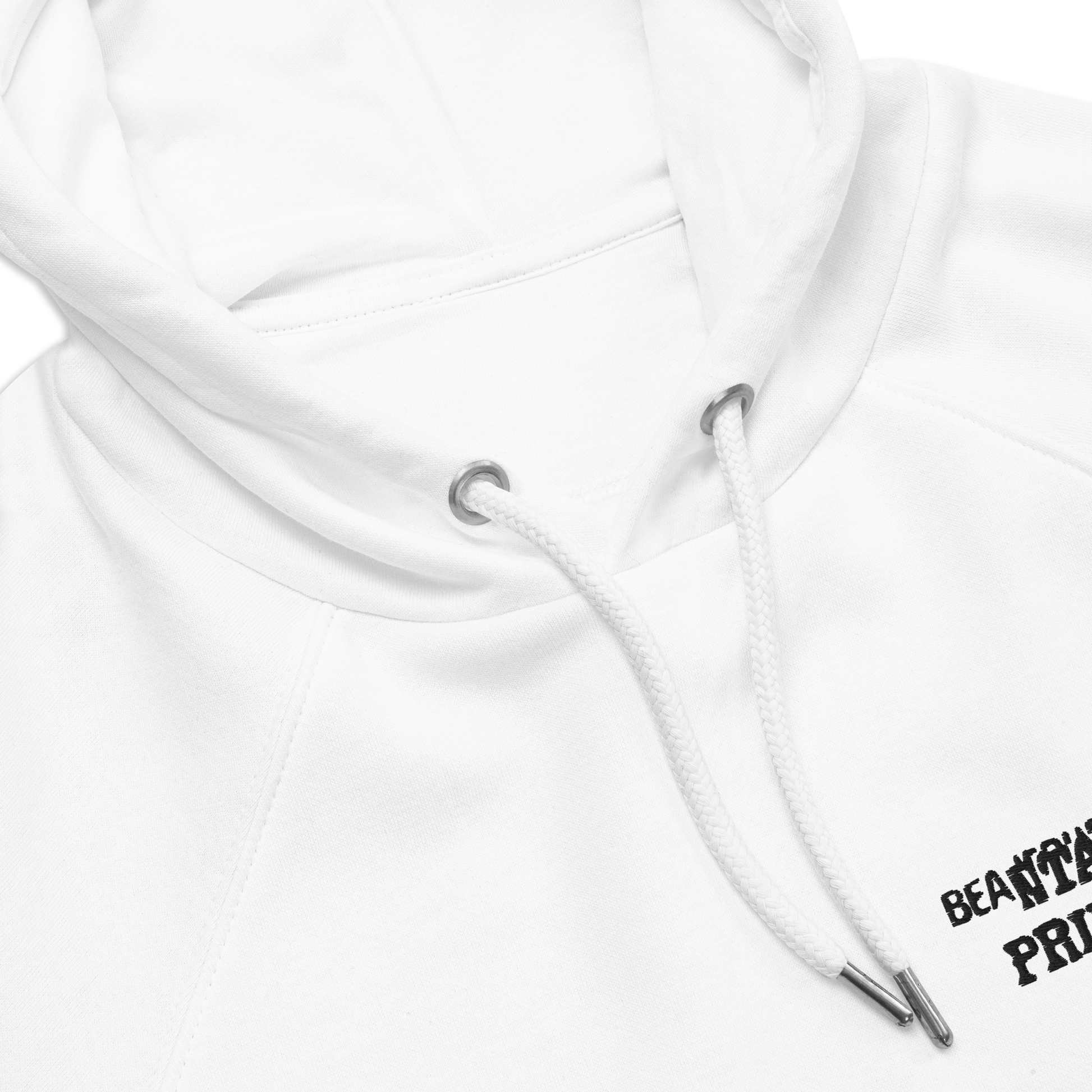 white beantana hoodie with embroidery from the front