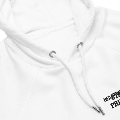 white beantana hoodie with embroidery from the front