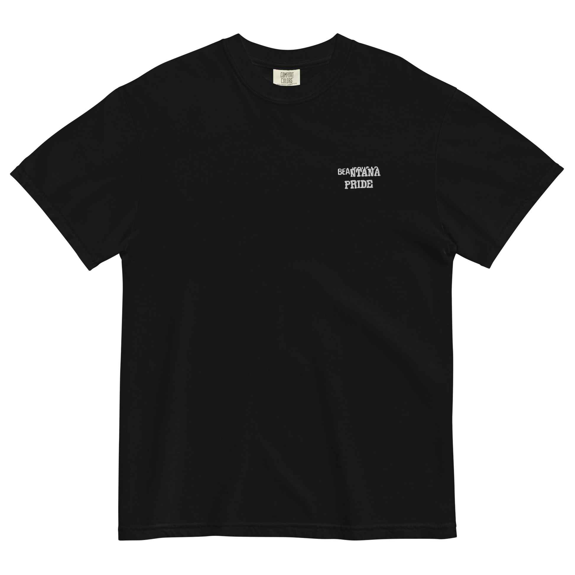 black beantana t-shirt with embroidery from the front