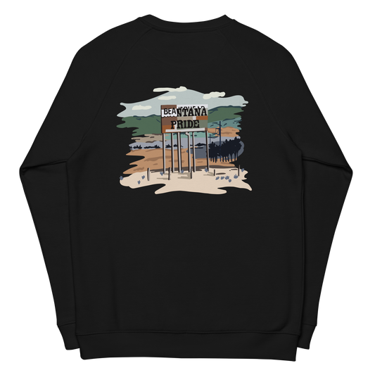 black crewneck with embroidery from the back