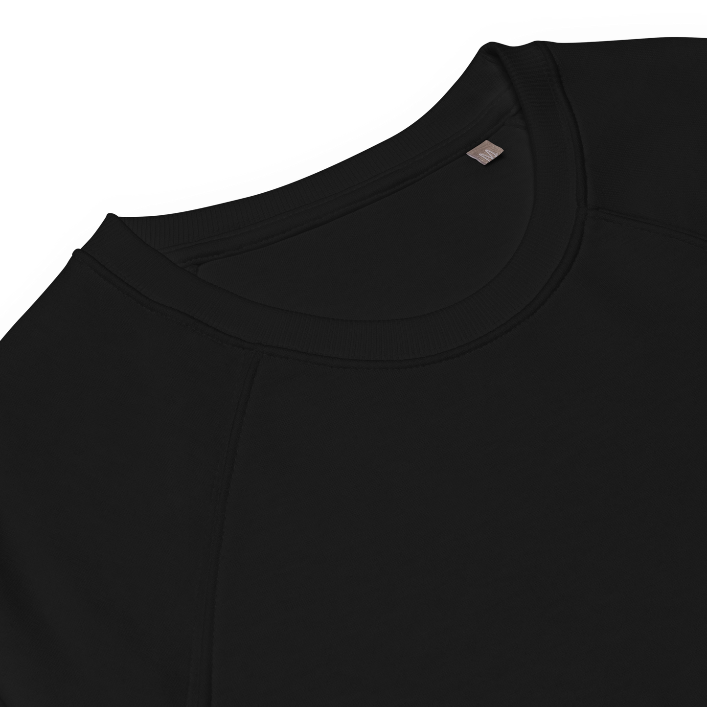 black crewneck with embroidery from the front