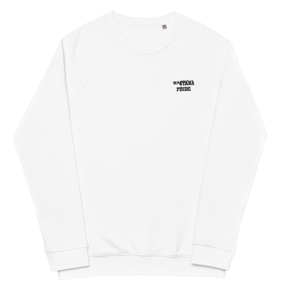 white crewneck with embroidery from the front