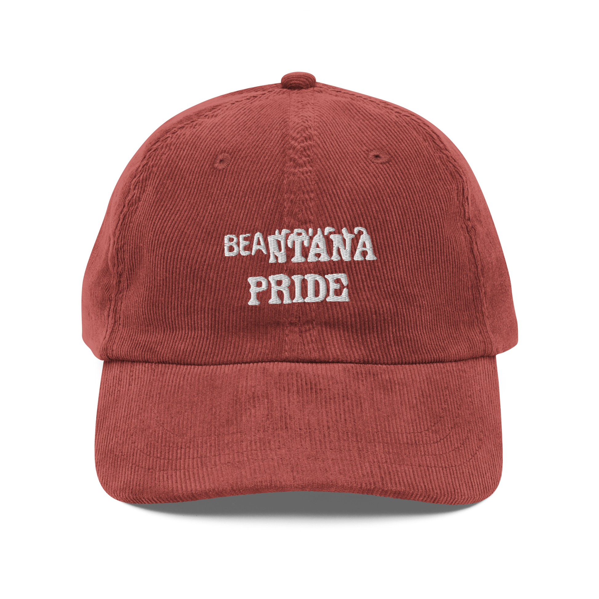 burgundy beantana vintage corduroy cap from the front