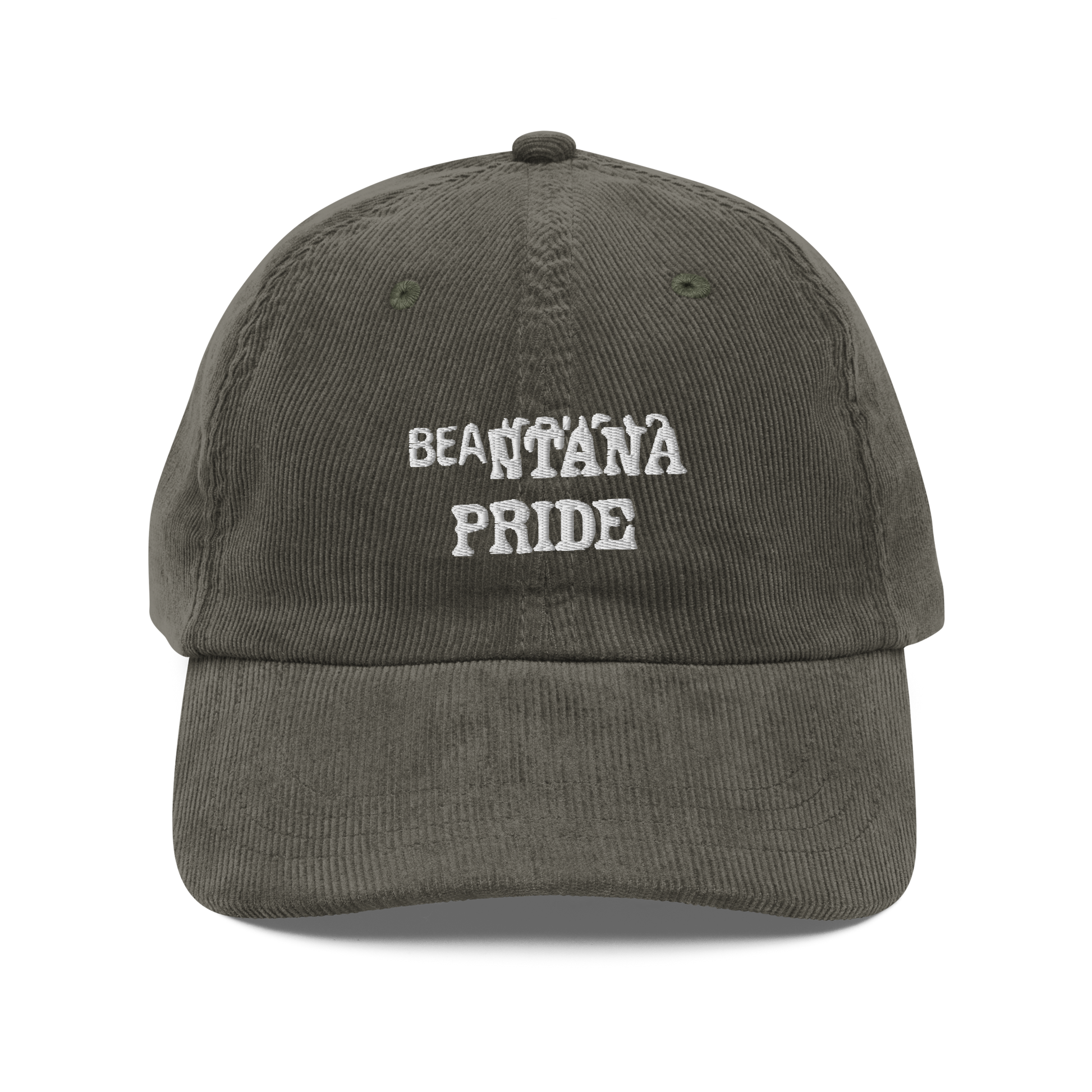 olive beantana vintage corduroy cap from the front